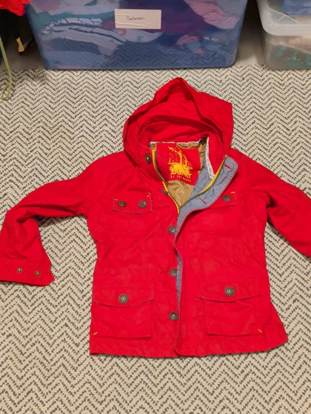 Ted Baker Bright Red Hooded Kids Raincoat